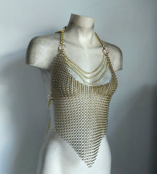 Pointed Brass Chainmail Top