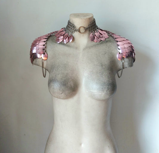 Pearl Pink Athena Chainmail Collared Armour