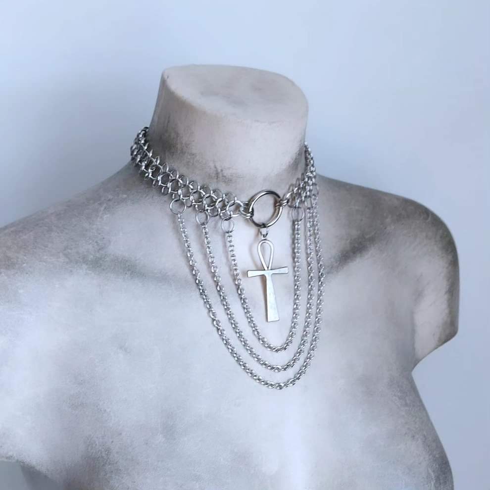 Egyptian Ahnk Necklace Chainmail Collar