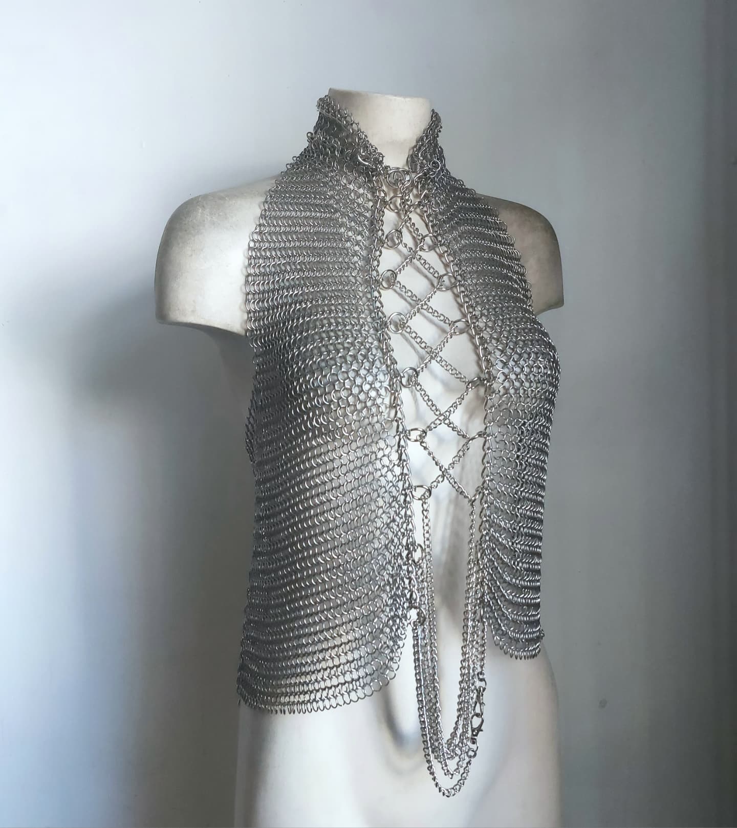 Chainmail Corset High Collared Top