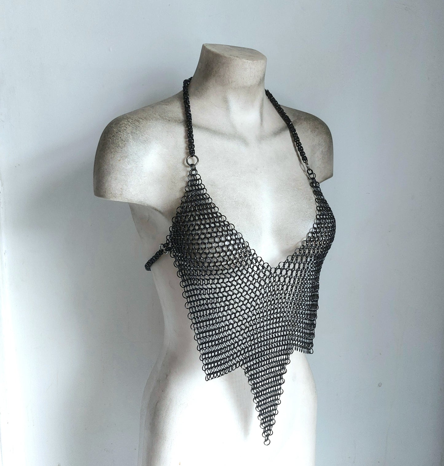 Gunmetal Zenobia Pointed Chainmail Top