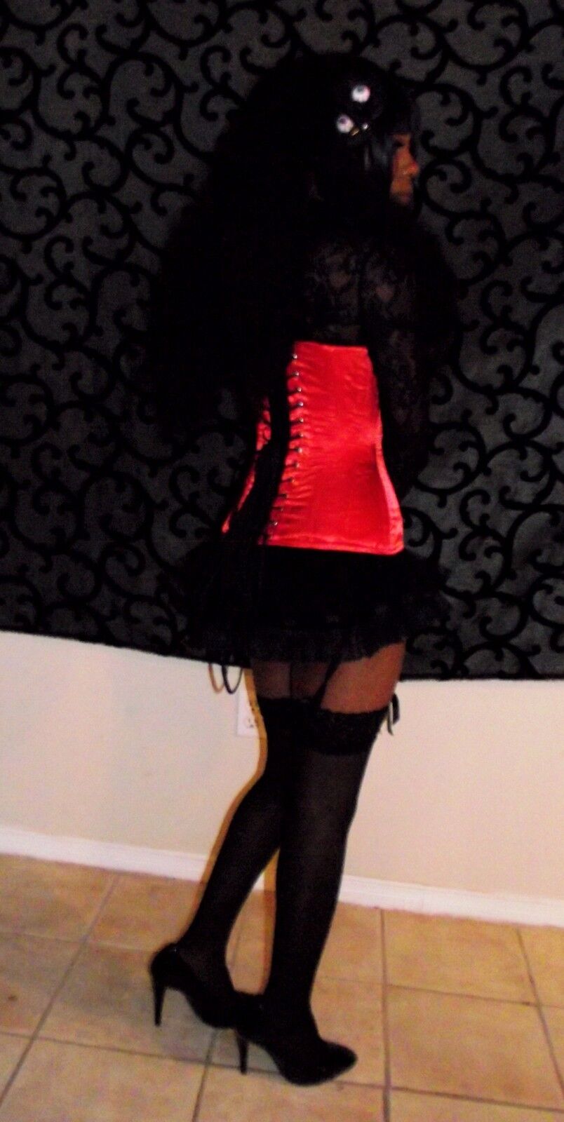 Red Long Underbust Satin Corset
