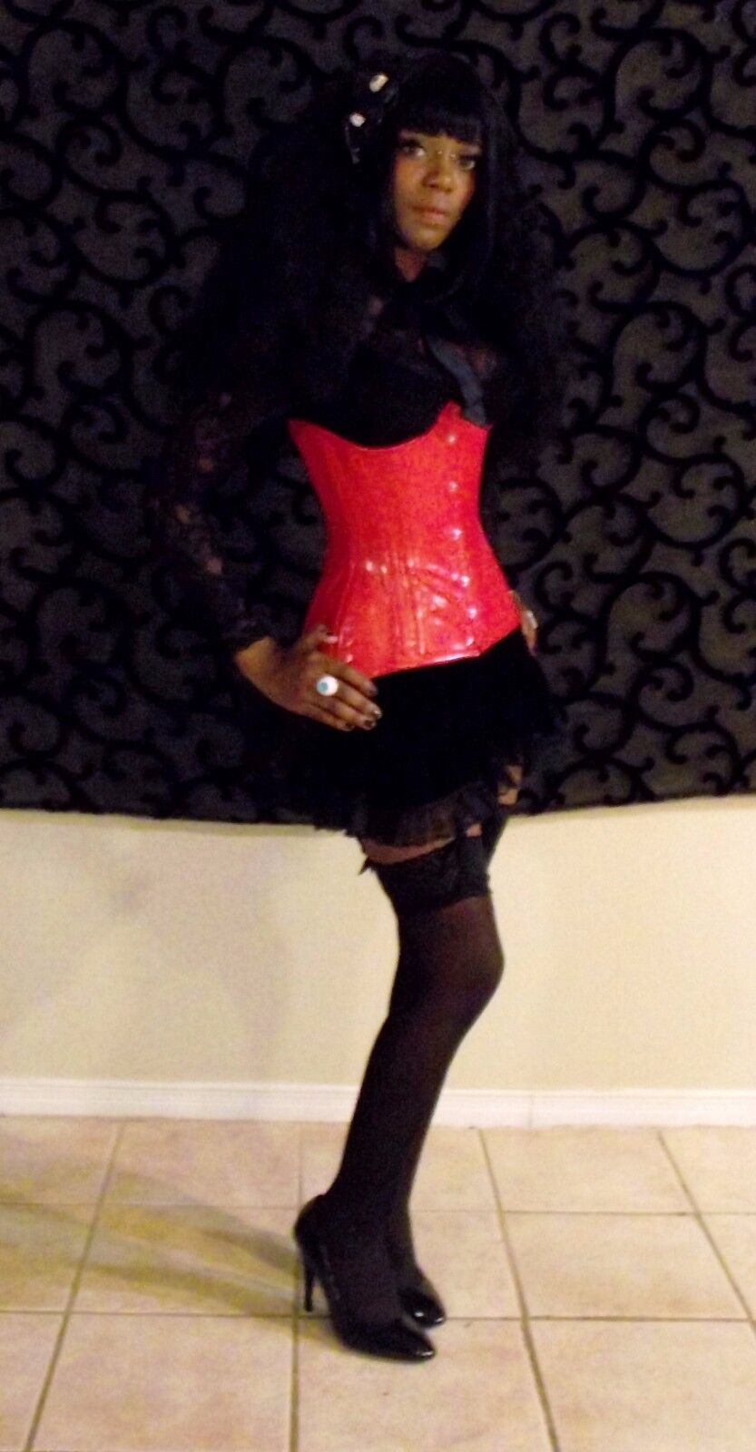Red Long Underbust PVC Corset