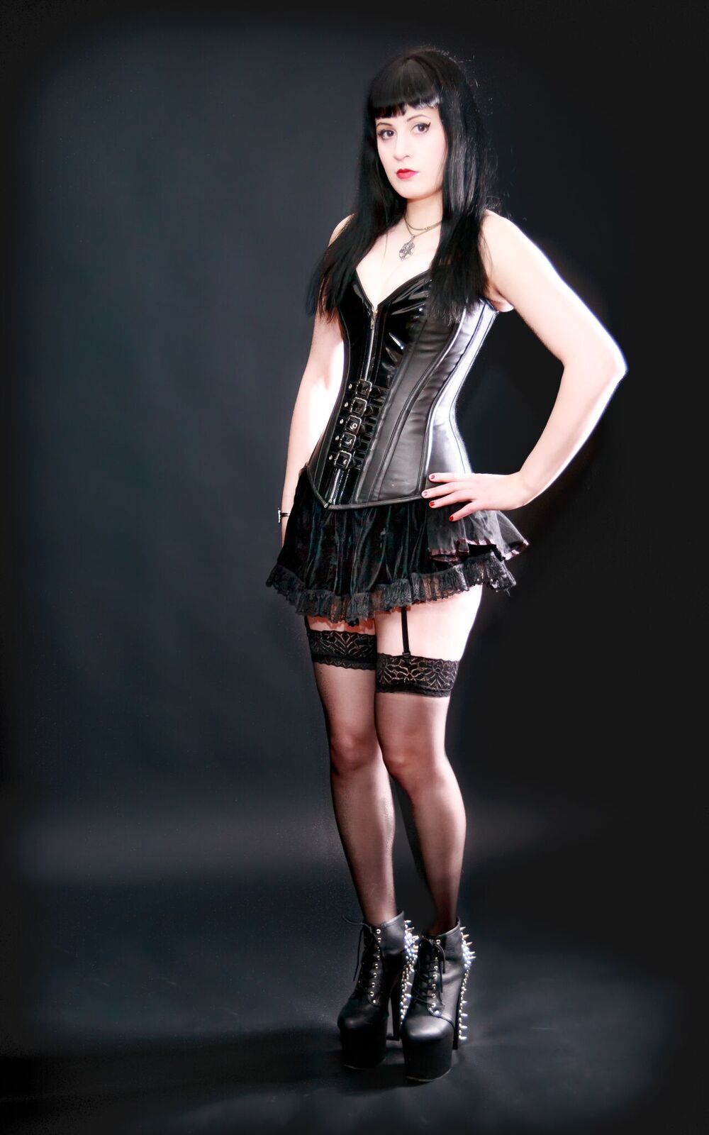 Overbust Leather & PVC Buckle Corset