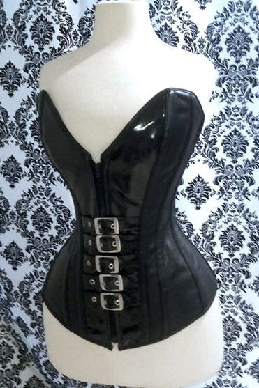 Overbust Leather & PVC Buckle Corset