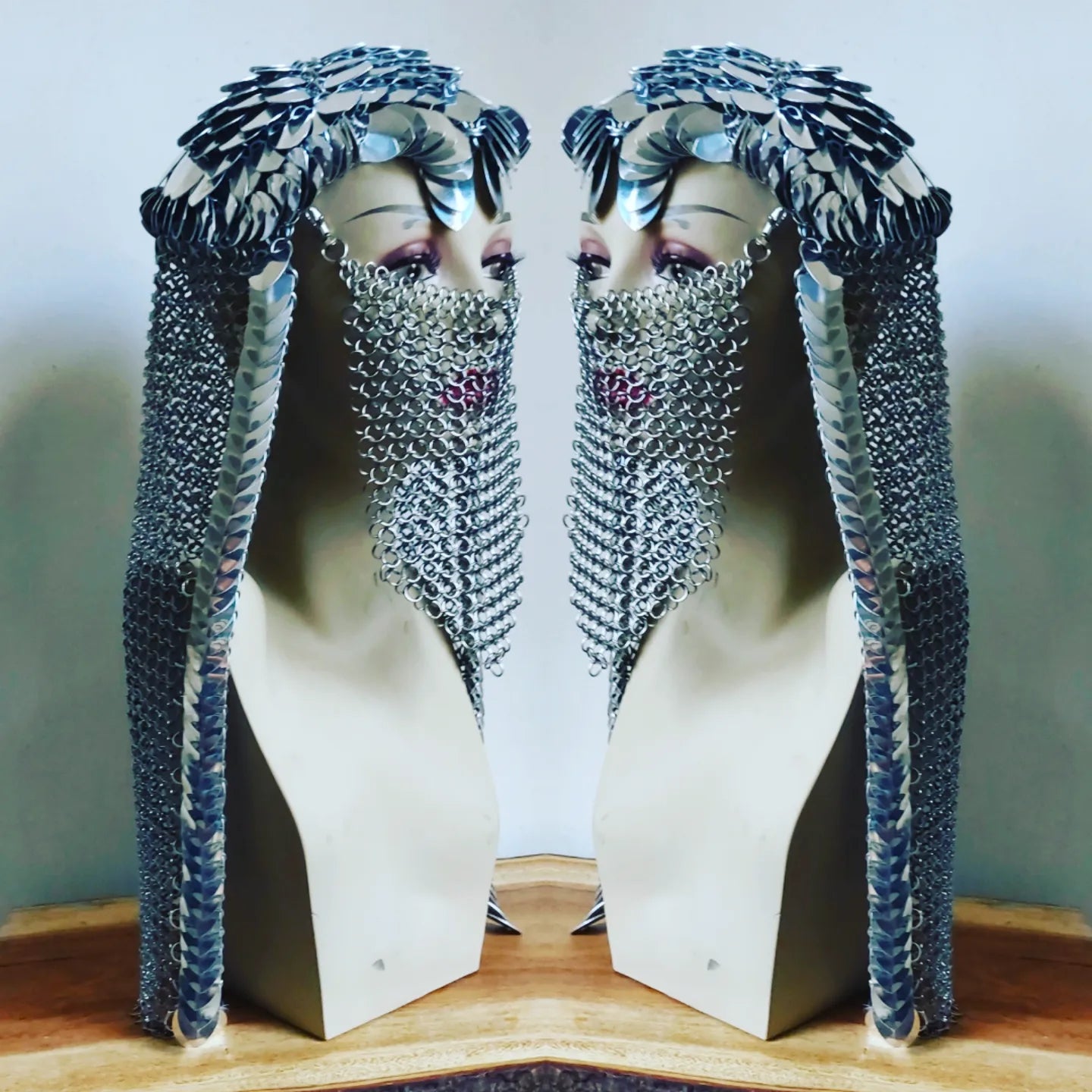 One of Kind Heavy Metal Chain Head Piece Veil