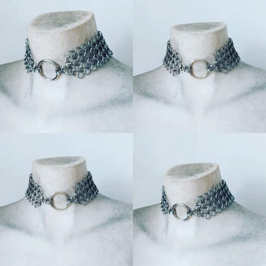 Chainmail Necklace Choker O-ring Larp Fantasywear Collar Amour Metal Jewelry