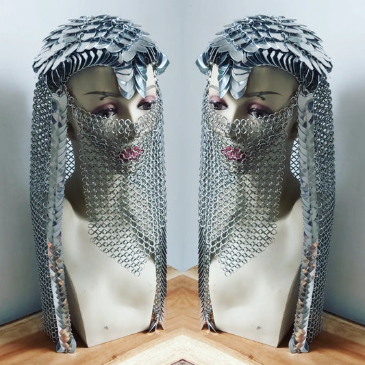 Metal Veiled Headpiece
