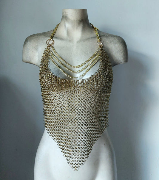 Pointed Brass Chainmail Top