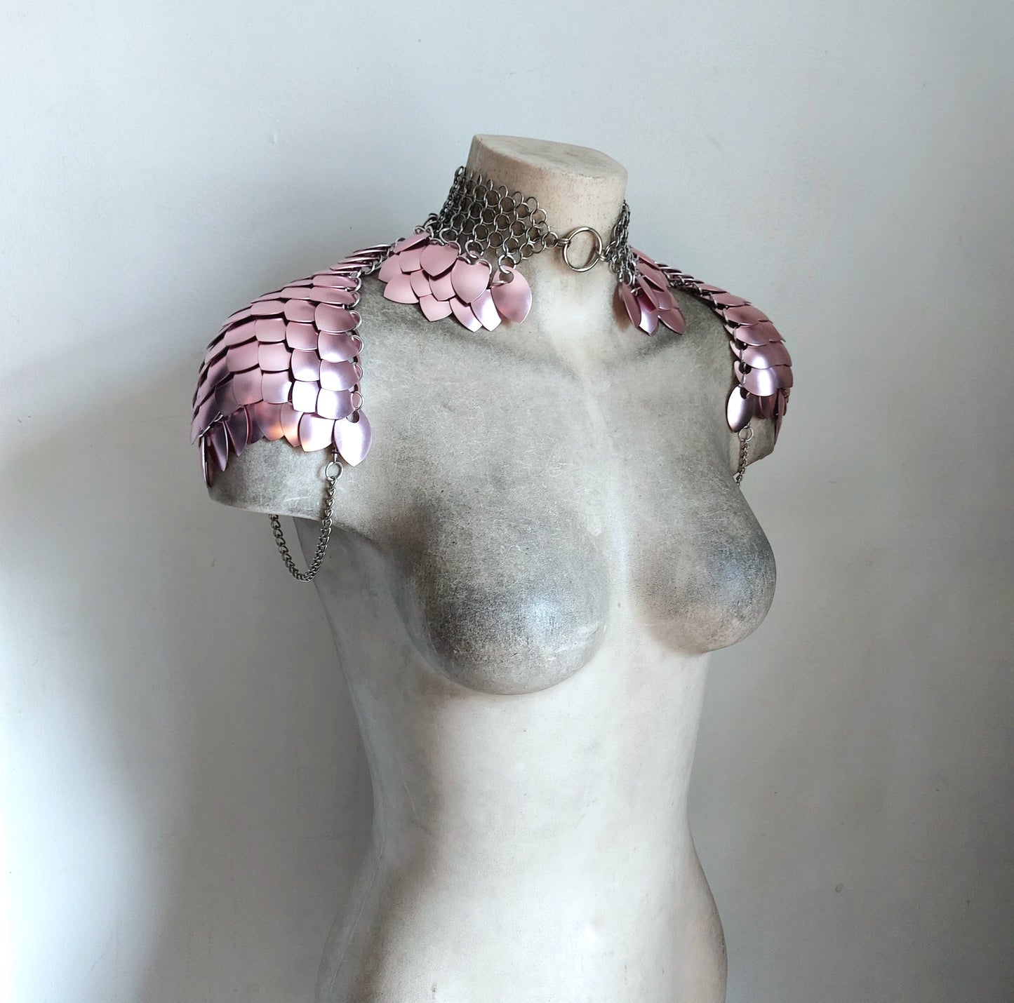 Pearl Pink Athena Chainmail Collared Armour