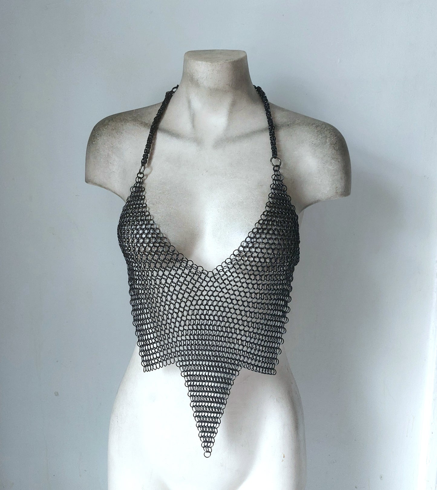 Gunmetal Zenobia Pointed Chainmail Top