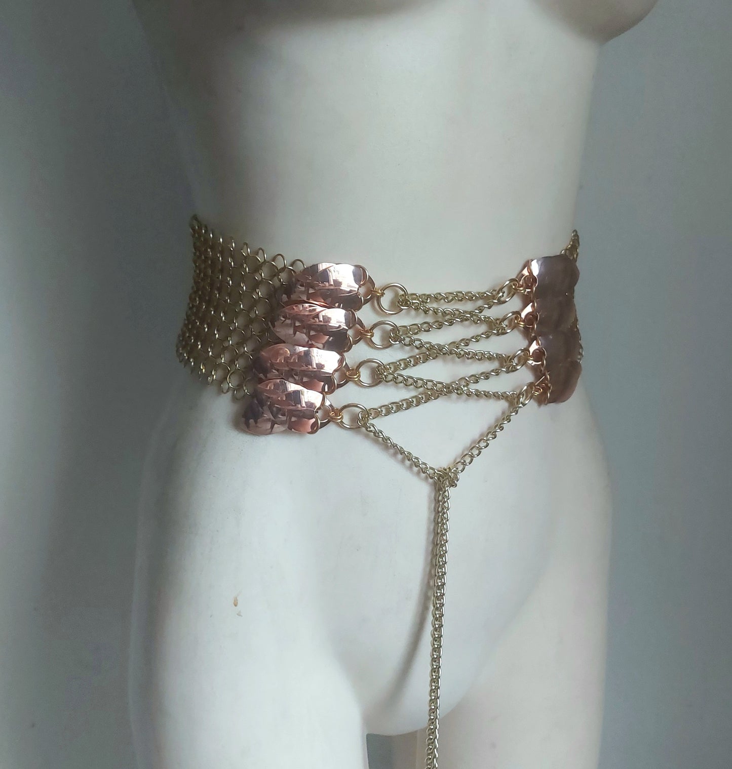 Rose Gold Scalemail Accent Corset Belt 4/1