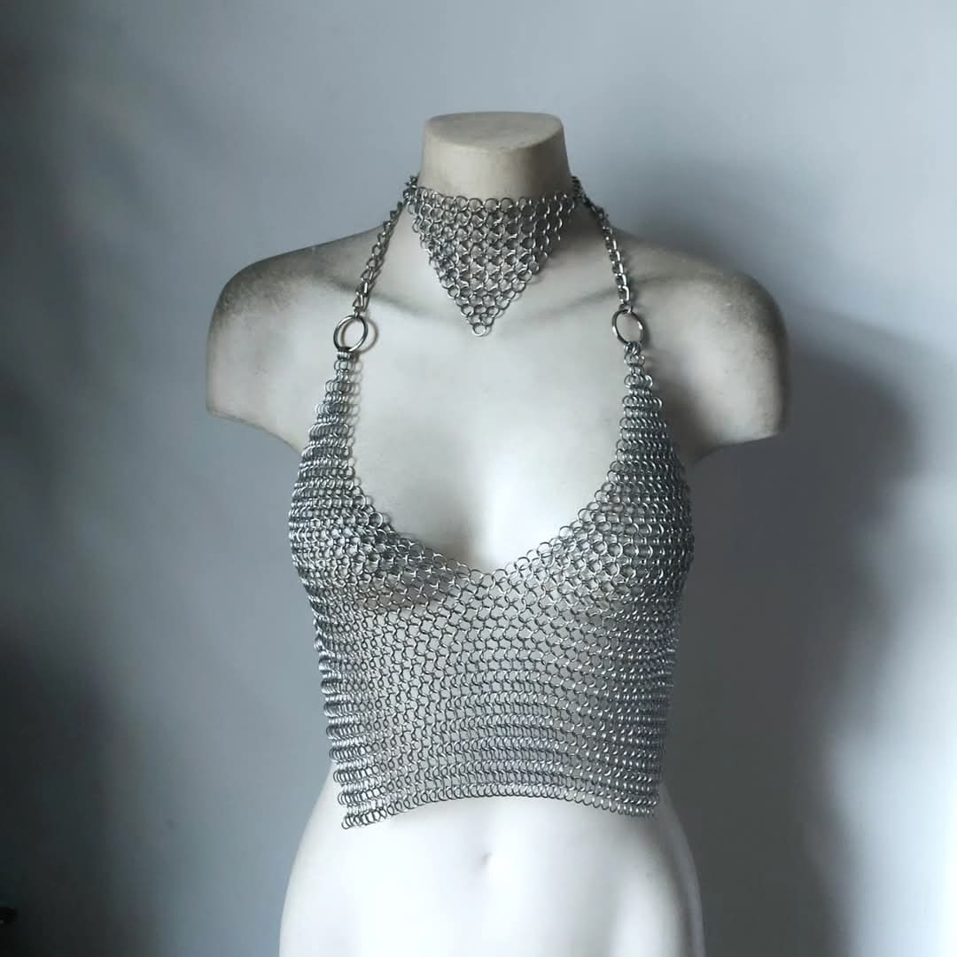 Cropped Brass Halter Top