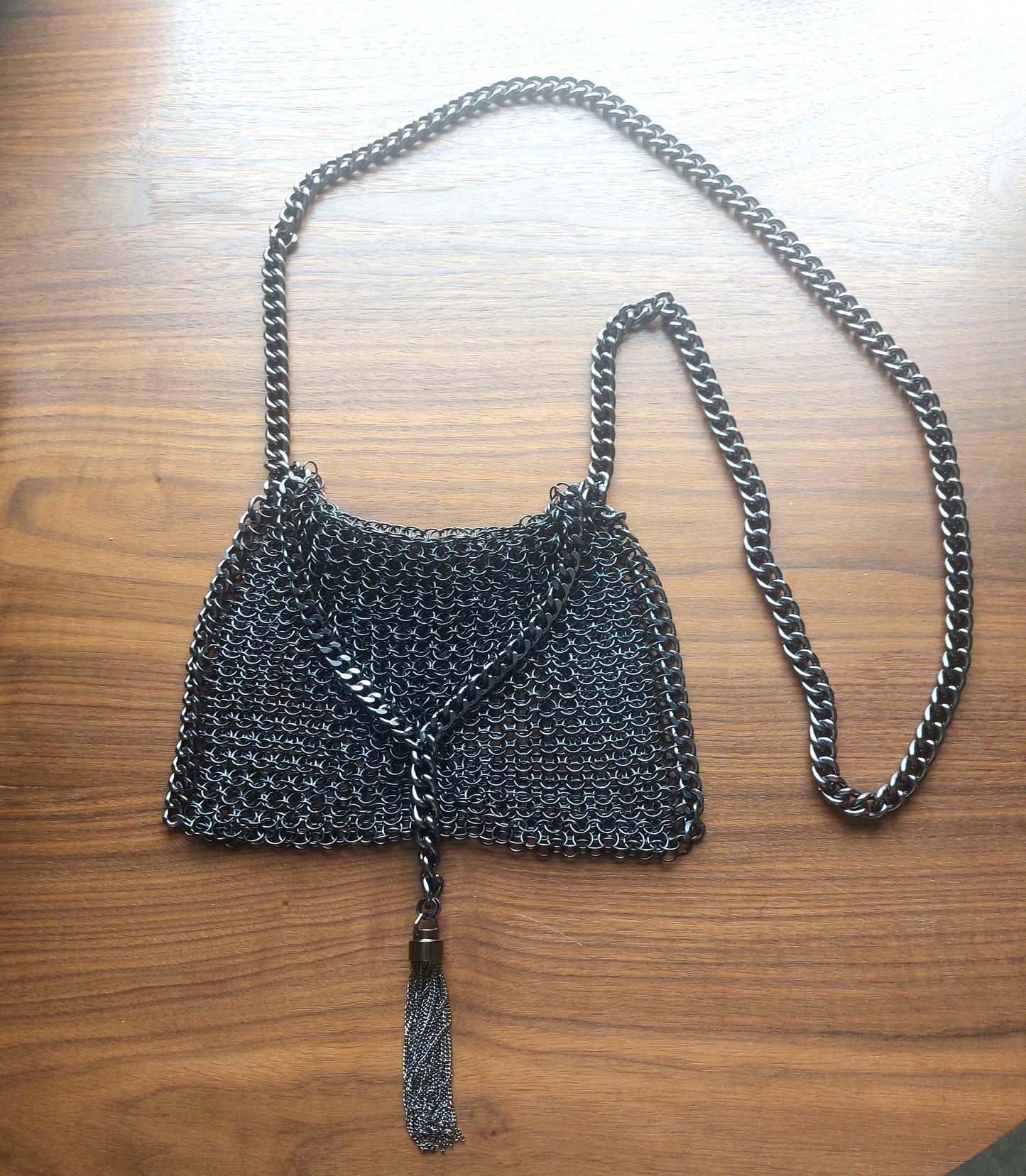 Gunmetal Chainmail Crossbody Purse