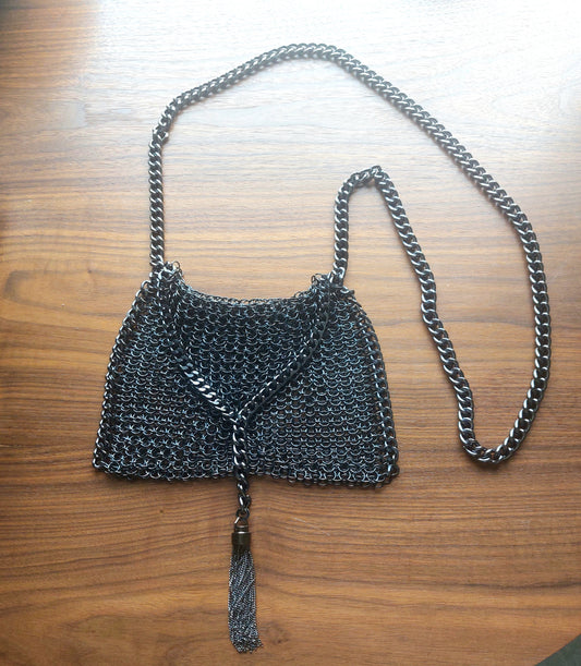 Gunmetal Chainmail Crossbody Purse