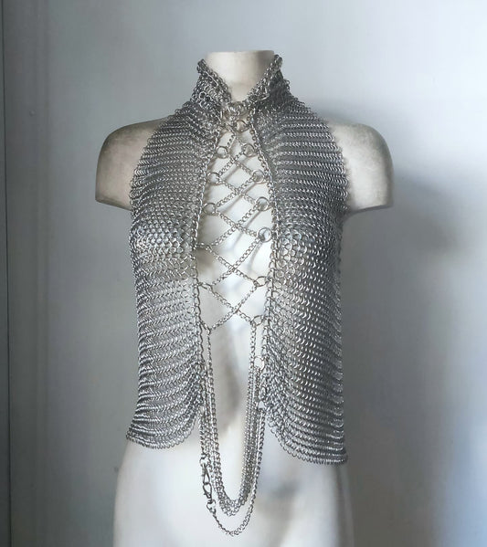 Chainmail Corset High Collared Top