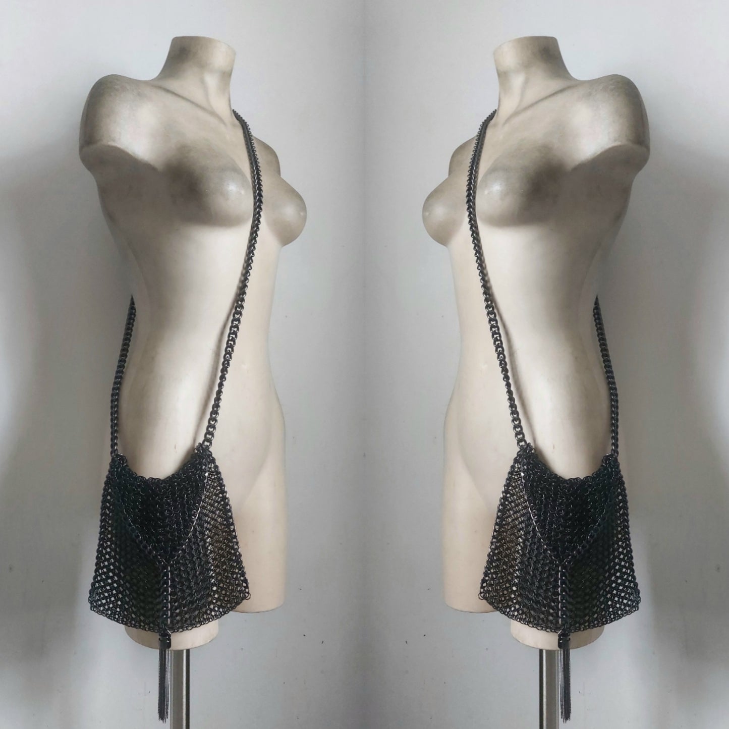Gunmetal Chainmail Crossbody Purse