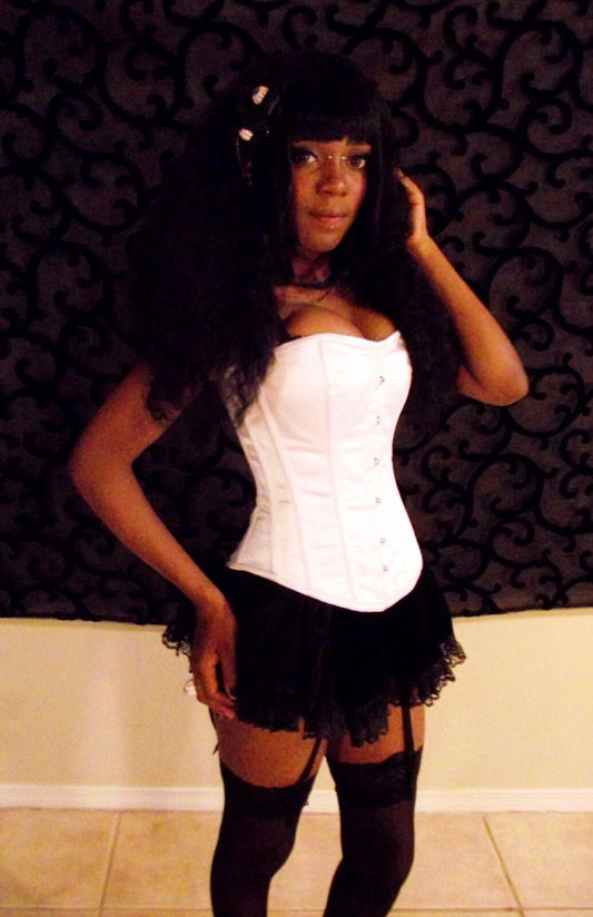 White Satin Overbust Corset