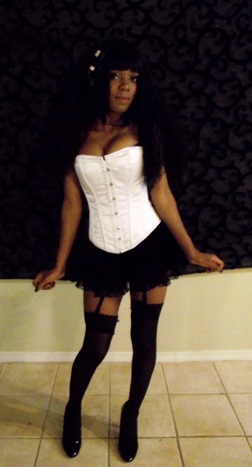 White Satin Overbust Corset