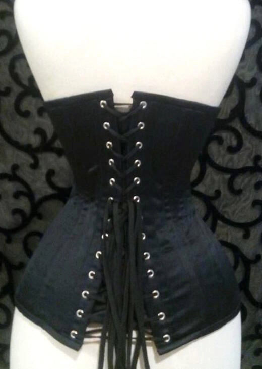 Long Black Satin Underbust