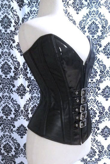 Overbust Leather & PVC Buckle Corset