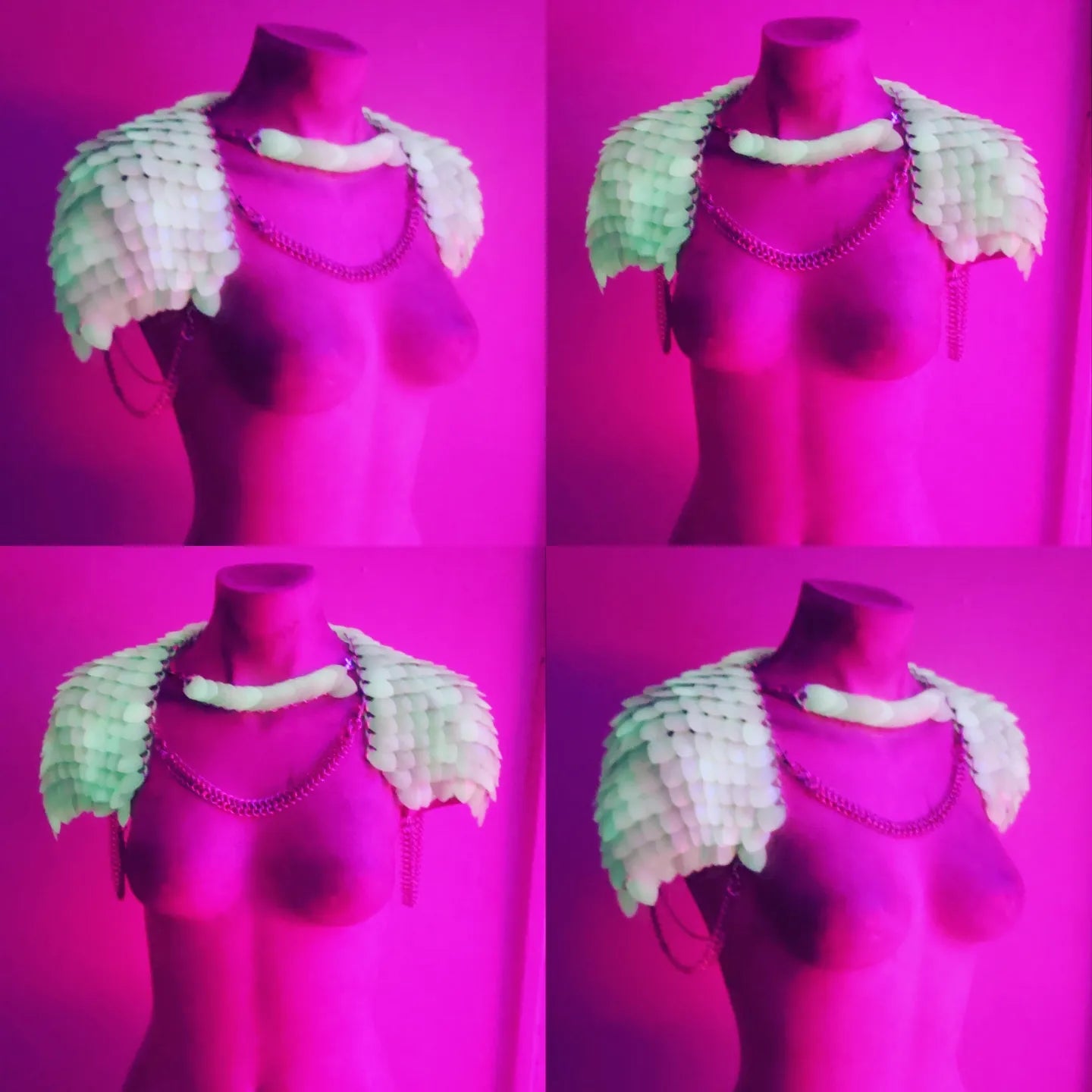 Uv Glow Chainmail Collared Armour