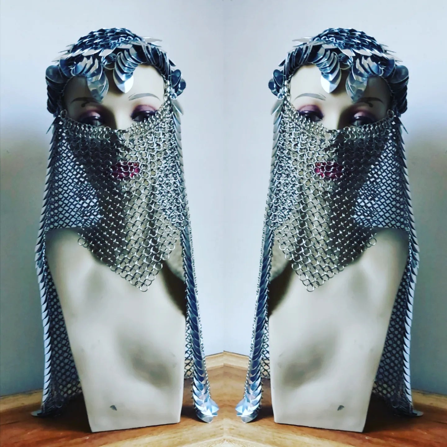 One of Kind Heavy Metal Chain Head Piece Veil