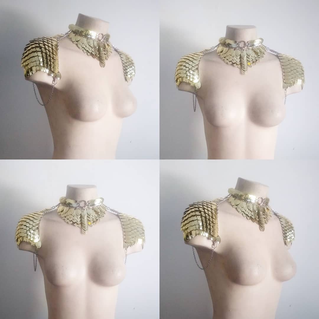 Mini Chainmail Harness Shoulder Pauldrons + Necklace Armour